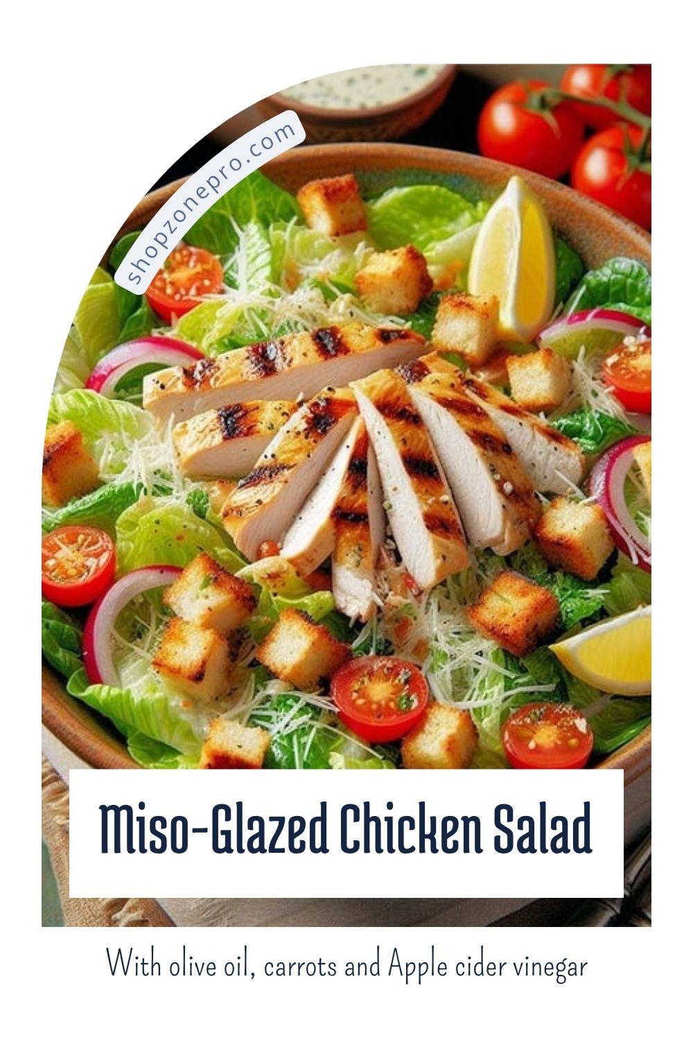 miso-glazed chicken salad recipe with olive oil carrot and apple cider vinegar